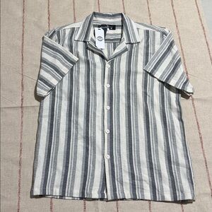 Men's Striped Black and White Casual Shirt